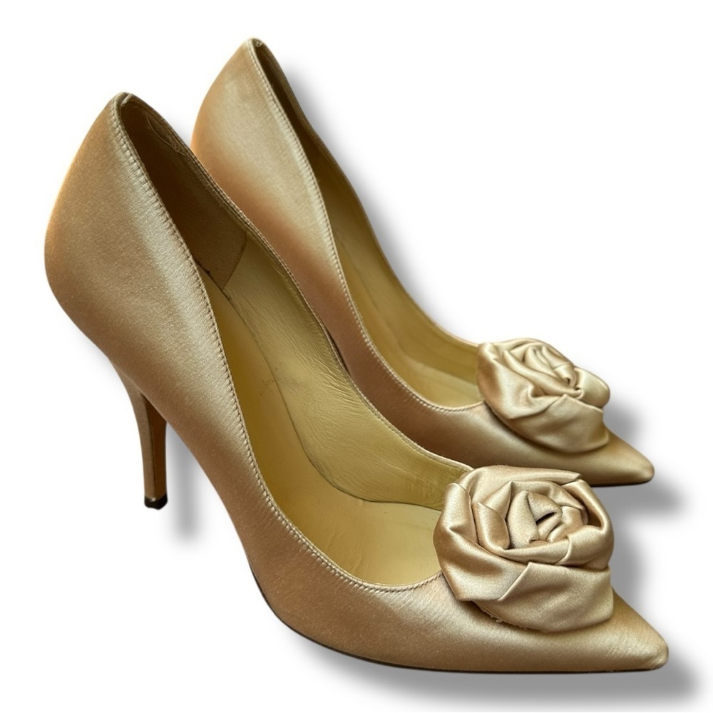 Kate Spade NY Leanna Blush Satin Rosette Pointed Toe Pumps | Women’s Size 6.5 - Picture 3 of 12